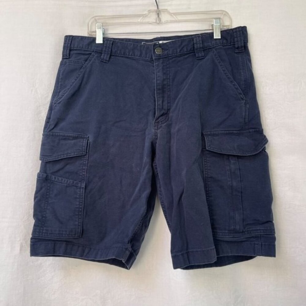 Carhartt Cargo Shorts Mens 38‎ Blue Rugged Flex Canvas Outdoor Work Pockets